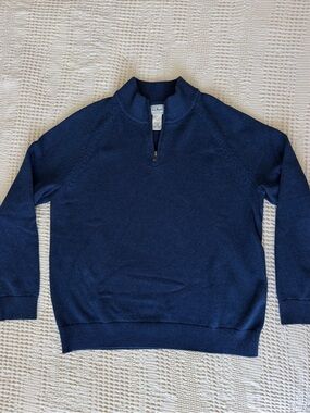 L.L. Bean Navy Blue Quarter-Zip Sweater Large
